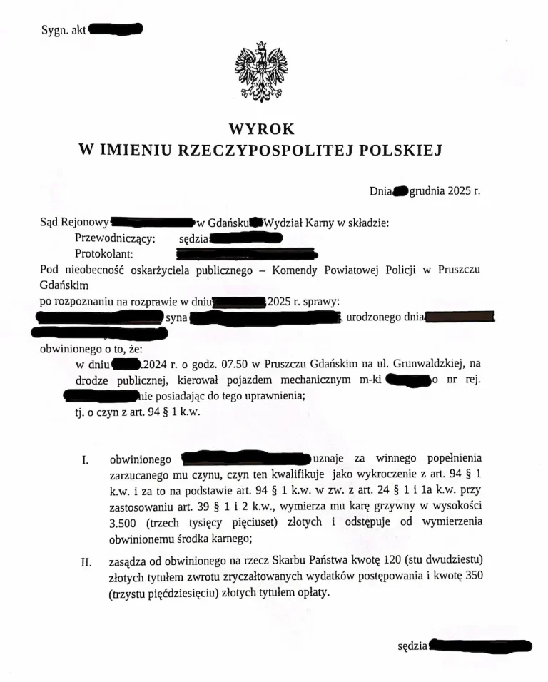 Odstąpienie od zakazu prowadzenia pojazdów