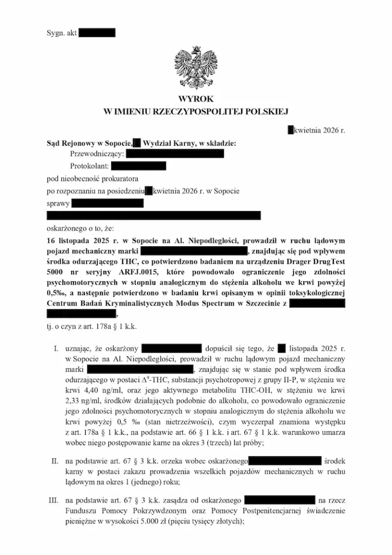 Prowadzenie pod wpływem narkotyków